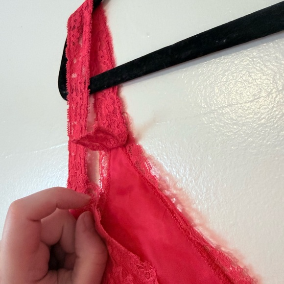 Vintage Henson-Kickernick Pink Coral Lace Slip Dress Pinup Lingerie Boudoir sz34 - Picture 12 of 16